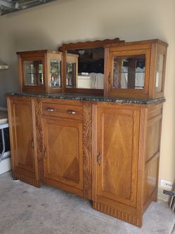 Old Wood Credenza With Granite Top
