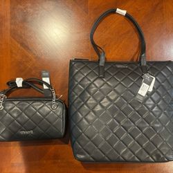 Tahari Vegan Leather Tote And Purse Set