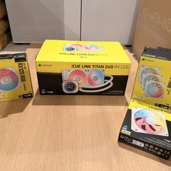 CORSAIR iCUE LINK TITAN RX LCD 240mm AIO Liquid CPU Cooler And Cordair RX And LX 120 Fans X3