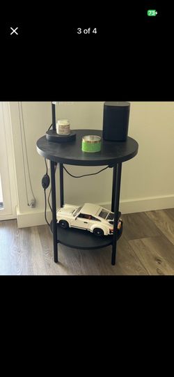wood and metal black side table