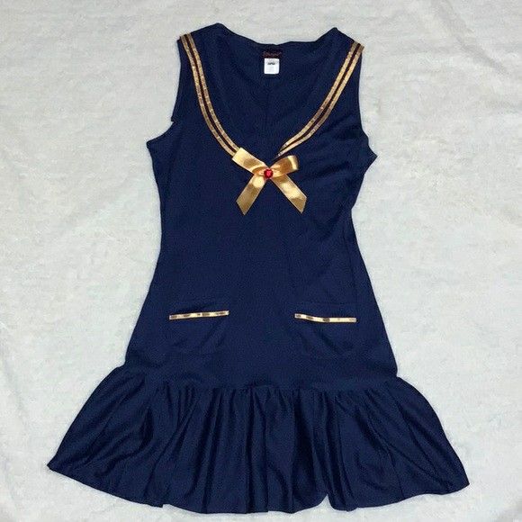 Dreamgirl Sailor Dress Small Adult Seaside Blue Dress & White Hat