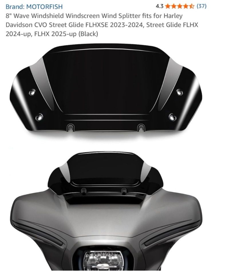 8" Wave Windshield Windscreen Wind Splitter Harley Davidson CVO Street Glide