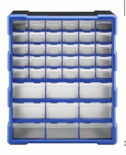 Stack-On Parts Organizer Plastic One 39 Drawer Storage Cabinet - Blue