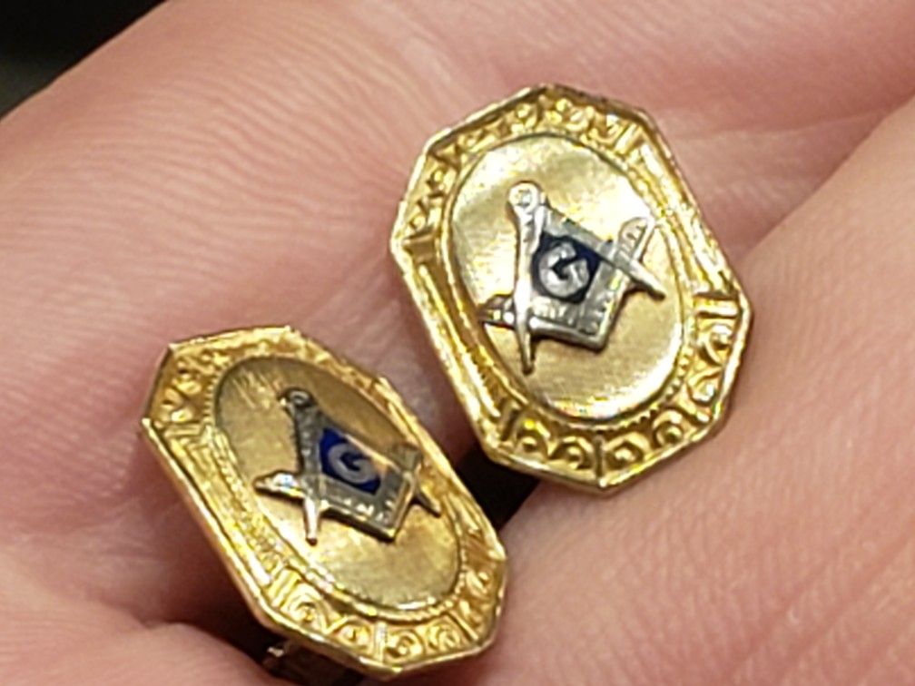 1930's 10k Gold Masonic Cuff Links 6.9 Grams
