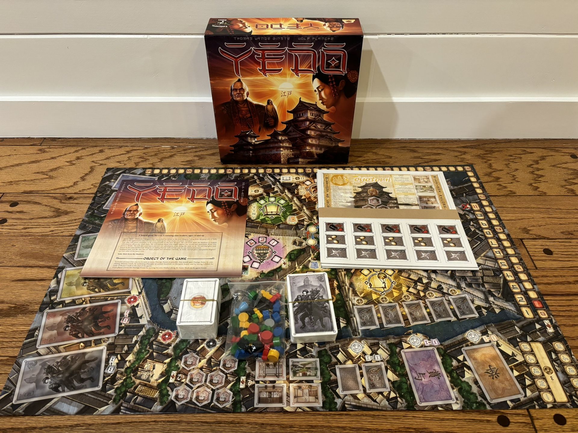 Yedo Rule From the Shadows Board Game Rare 1st Print Unpunched Open Box