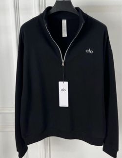 Alo Black Half-Zip Pullover Sweatshirt