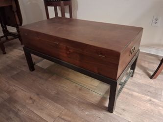 Wood Trunk Coffee Table with Metal Base