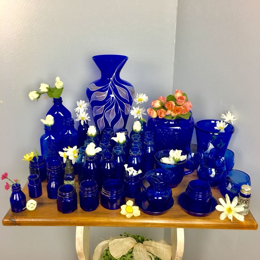 Beautiful Vintage Cobalt Blue collection old bottles that are worth money