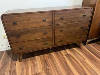 New Mid Century Dresser.  Solid Pine Wood / Dark Walnut Finish.  62”x17”Dx36” High.  Free Delivery!