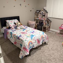 Twin platform bed and twin mattress