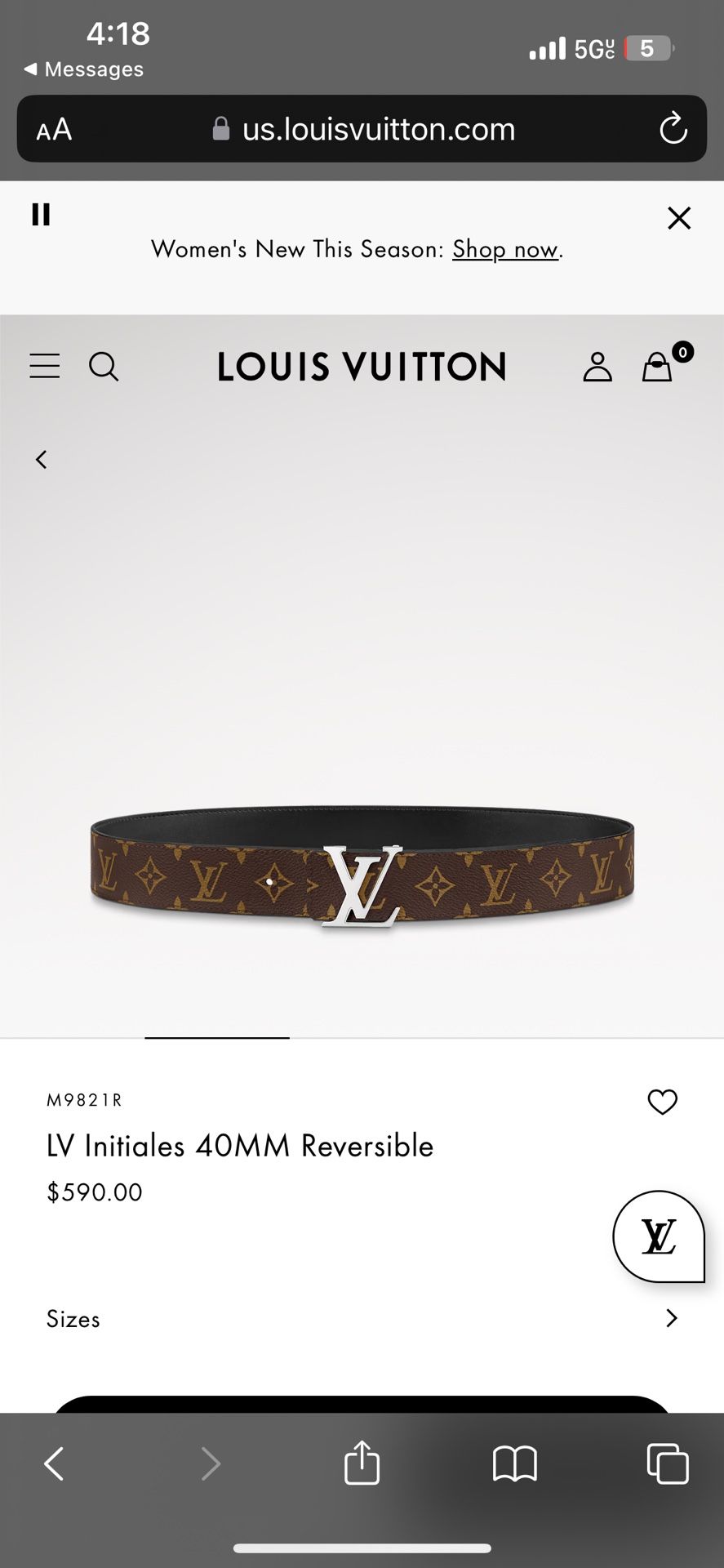 2 LV Initiales 40MM Reversible Belts
