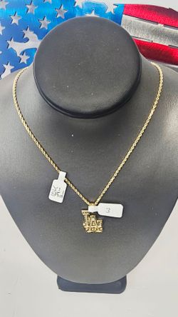 10k Hollow 24inch 2mm Chain And 10k Pendant