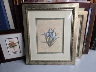 Framed Blue Tulips Floral Art Print