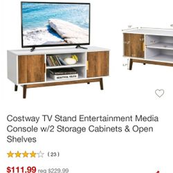 CostwayTV Stand 50inch With 2 Storage Cabinets