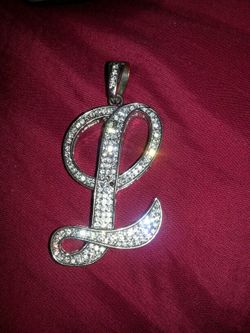 Cursve L pendant Rhodium and Czs very nice pendat