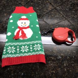Small Dog Sweater And Retractable Leash