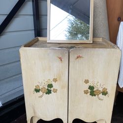 Hand Painted Wood Vintage Dressing Stand
