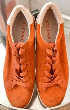 Coach Shoes | Coach Men's Burnt Orange Suede style FG3205  Low-Top Sneakers With white | Color: Orange 9.5