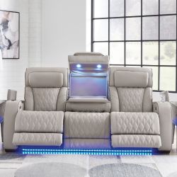 🛋️ Power Reclining Leather Sofa w/ USB & Pillow Arms – Brand New!