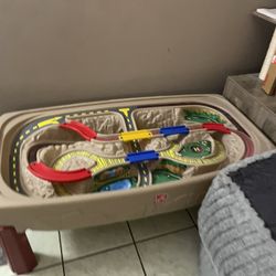 Train Car Tracks and Table