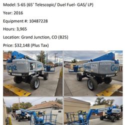 2016 Genie S-65 Boom Lift 