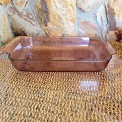 Vtg Pyrex 2 QT Glass Rectangle Cranberry Casserole Dish, 11 X 7 Inches