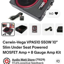 Cerwin-Vega VPAS10 550W 10"
Slim Under Seat Powered