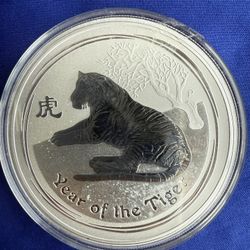 2010 2oz Australia Perth Mint Year Of The Tiger Silver Coin 
