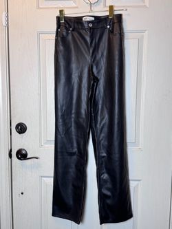 Zara Black Faux Leather Straight-Leg Pants Size 4