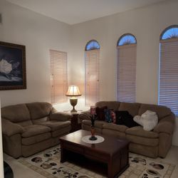 Brown Sofa + Loveseat Set – Clean & Comfortable