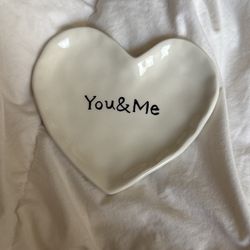 Ceramic Heart Trinket Jewelry Dish – “You & Me” – So Cute!