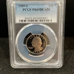 1989 S Gem Proof Washington Quarter Graded At PR69 With A Deep Cameo H-5