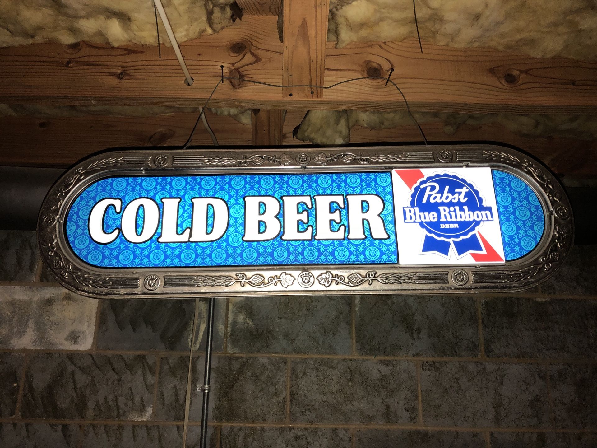 1970’s Pabst Blue Ribbon “Cold Beer” Lighted sign bar