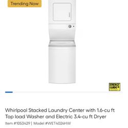 Whirlpool Stacked Washer and  Dryer