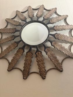 Uttermost  "Farris" Bronze Fern Leaf Sunburst Mirror - Distressed Finish