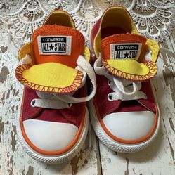 New Toddler Girl Converse All Star Double Tongue Pink And Yellow Special Edition Sneakers Size 5 