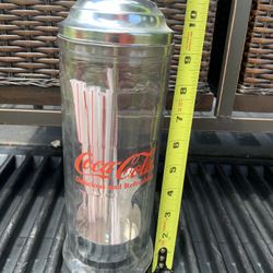 1992 Coca-Cola glass drinking straw holder
