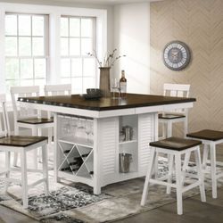 Financing Available!!  Pub Table With 4 Chairs And Two Backless Pub Stools.  $999 Was $1699!!!  