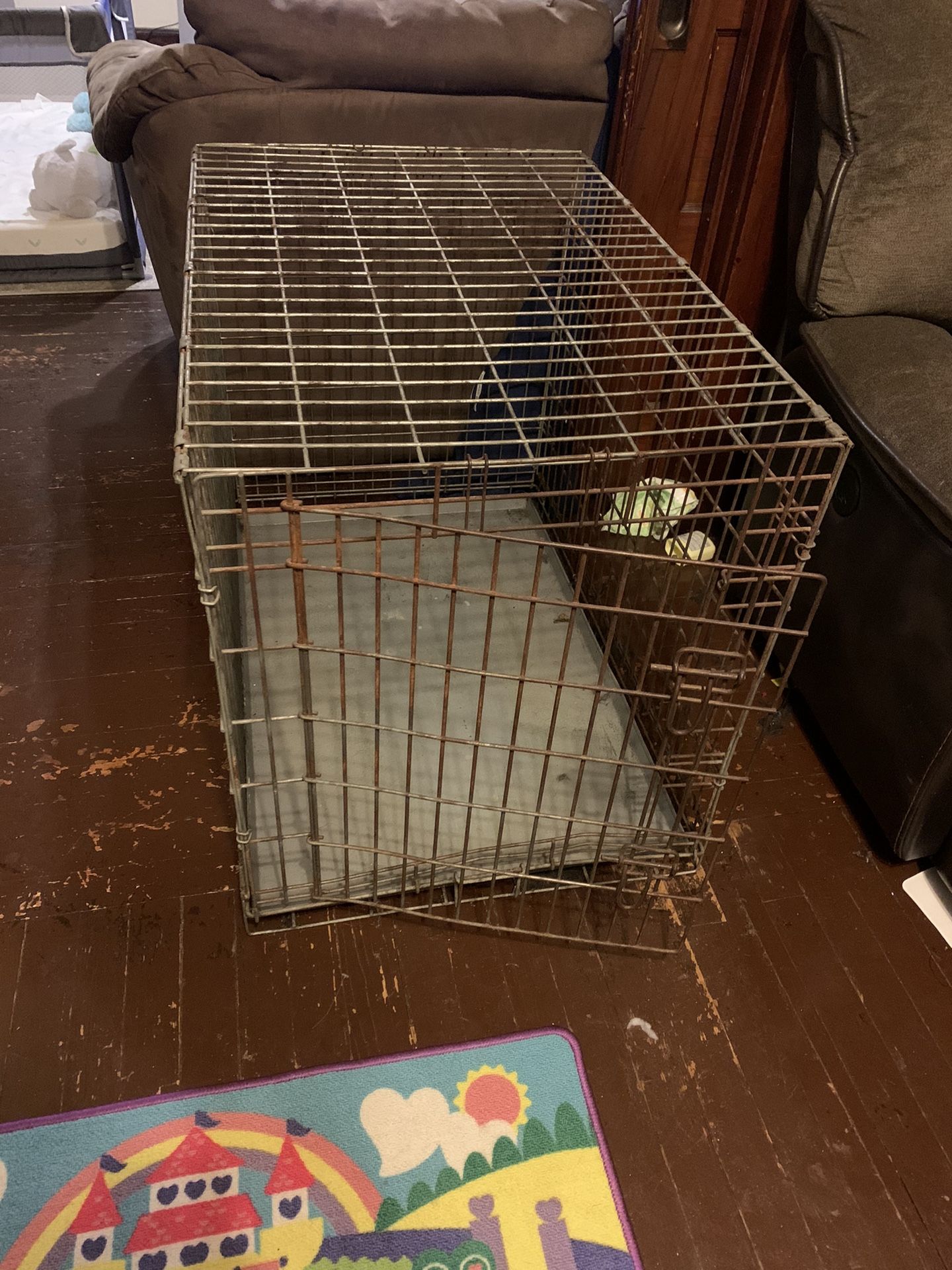 Large Dog Cage, Food Container & Dog Bowl 