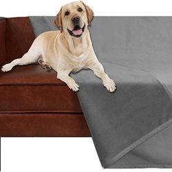 Pet Bed Blanket Reversible 100% Waterproof Velvet Super Soft for Sofa and Bed (40x60 Inches, Light Grey+Grey). X002MHGBZD