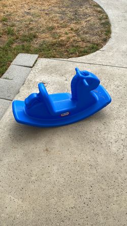 Blue rocking horse plastic