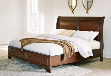 Trellington Brown King Sleigh Storage Bed