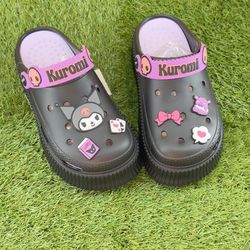 Kuromi Crocs Like Chunky Thick Platform Shoes 