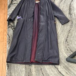 Leather Full Length Women’s Coat Dark Lavender 