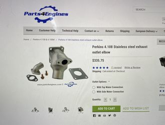 Perkins 4.108 Stainless Steel Exhaust Outlet Elbow