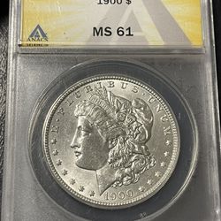 1900 P Morgan Silver Dollar Graded MS61
