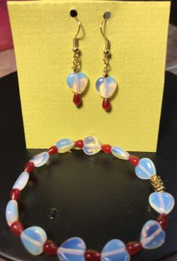 Opal and ruby bracelet and earrings