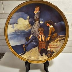 Rockwell Rediscovered Women Collection Plate - Waiting On The Shore 