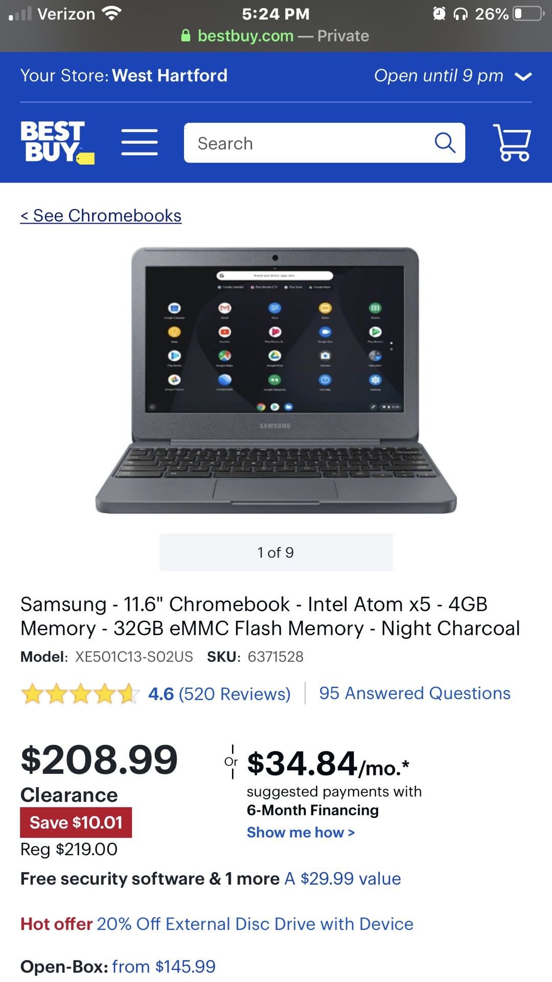 NEW IN BOX NEVER OPENED SAMSUNG CHROMEBOOK