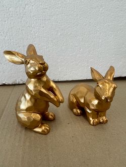 Gold Rabbit Figurines